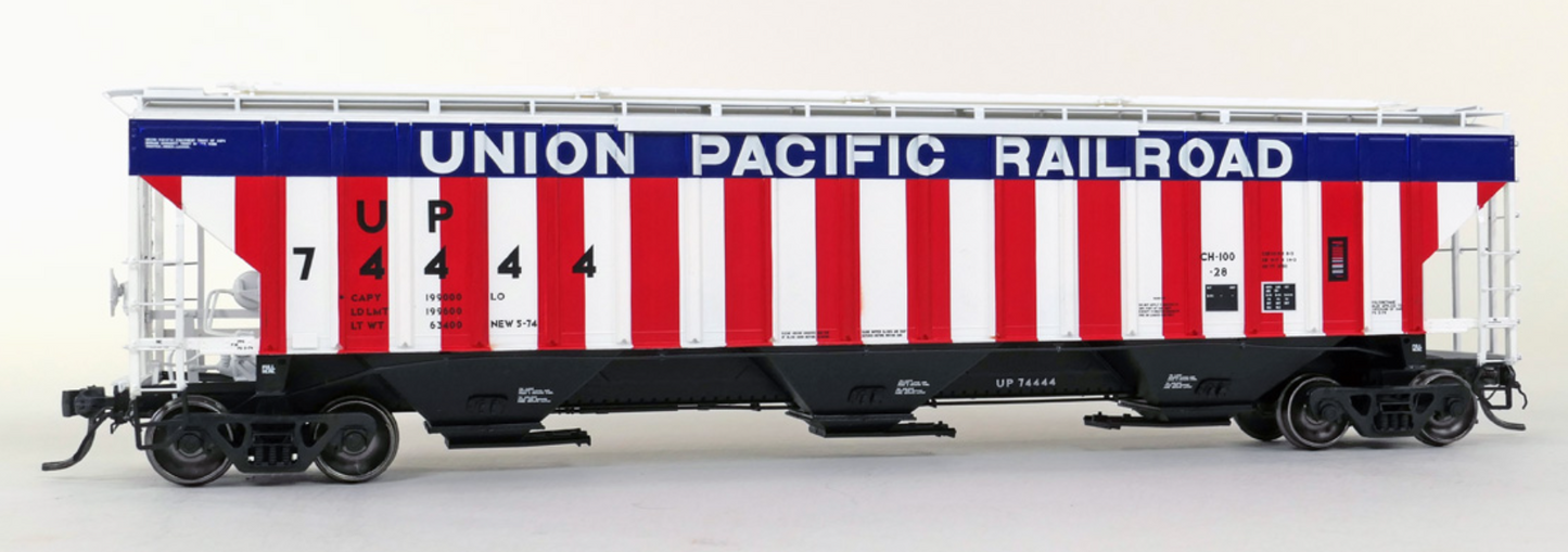 Tangent Scale Models 20088-01 HO Scale - 4750CuFt Covered Hopper Union Pacific (UP) “Bicentennial CH-100-28 1974” #74444