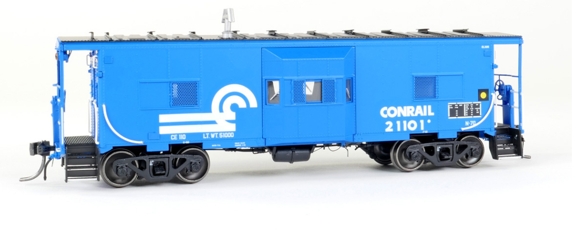 Tangent Scale Models 60714-01 HO Scale - Conrail (CR) N7D “Blue Repaint 1981+ Era” Erie ICC Bay Window Caboose #21101