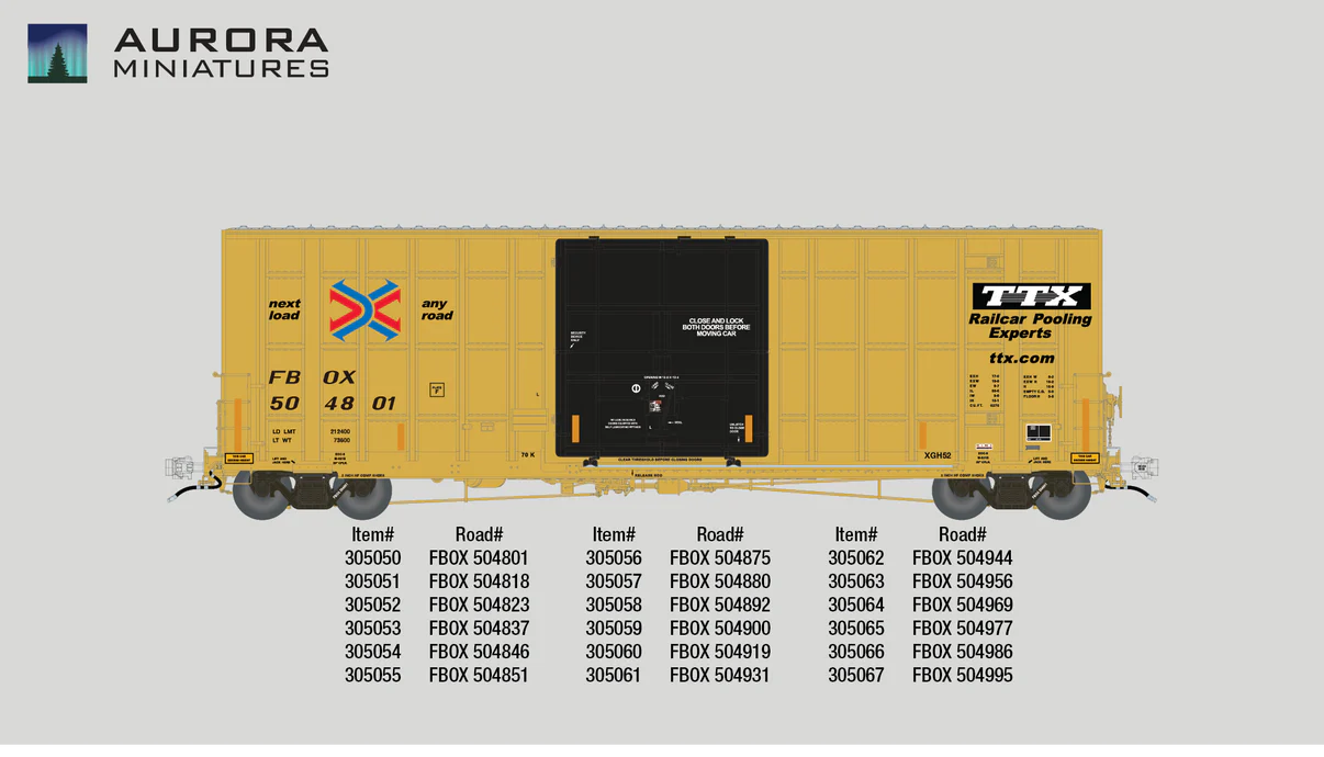 Aurora Miniatures HO Greenbrier/Gunderson 6276 cf Boxcar FBOX #504919