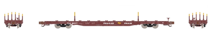 Scale Trains SXT38979 N Scale -  Rivet Counter  BSC F68BH Finger Rack Flatcar Trailer Train/Oxide Red TTJX #80507
