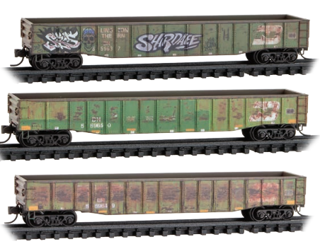 MicroTrains Line 983 05 090 N SCALE - Burlington Northern Weathered 3-Pack