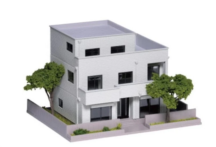 Kato 23-405A -N- Scale an N scale (1/150 or 1/160) pre-built model structure 7410 N. Claremont House - Grey