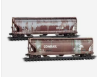 MicroTrains Line 983 05 102 N SCALE -3-Bay Center Flow Covered Hopper w/Elongated Hatches 2-Pack Conrail #888538, 888237 (Weathered, Boxcar Red, white)