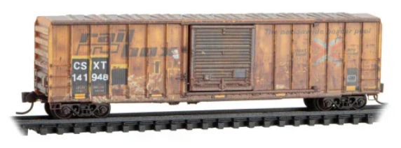 MicroTrains Line 025 44 439 N SCALE - CSX Ex-Railbox #7 50' Rib Side Box Car Plug Door CSX 141948