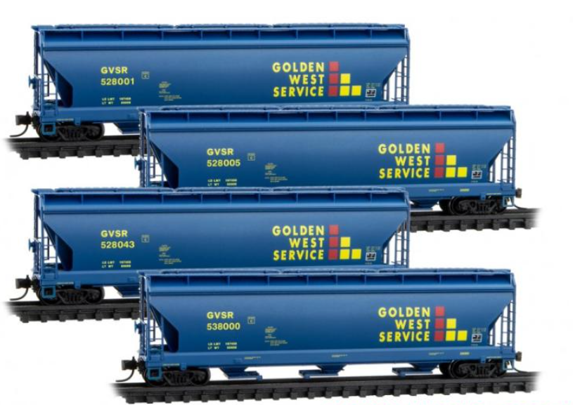 MicroTrains Line 983 00 199 N SCALE - Golden West Service 4 Car Runner Pack In Jewel Cases