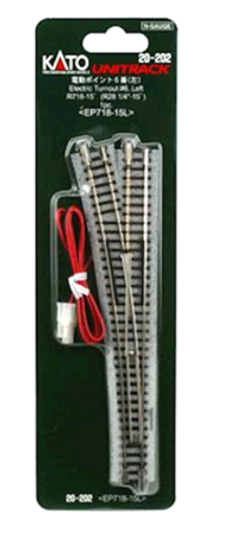 Kato 20-202 N Scale - Unitrack #6 Left Turnout with 718mm (28 1/4") Radius Curve
