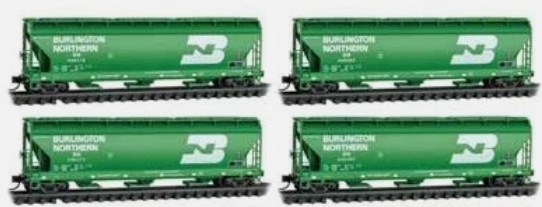 MicroTrains Line 983 00 226 N SCALE BURLINGTON NORTHERN ACF 3 BAY CVD. HOPPER 4 PACK