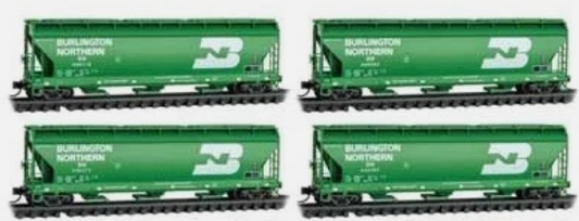 MicroTrains Line 983 00 226 N SCALE BURLINGTON NORTHERN ACF 3 BAY CVD. HOPPER 4 PACK