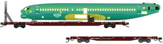 MicroTrains Line 983 02 276 - N SCALE 89' & 60' Flatcar w/Boeing Fuselage Load BNSF #800012 & MTTX #971483 Boeing Load