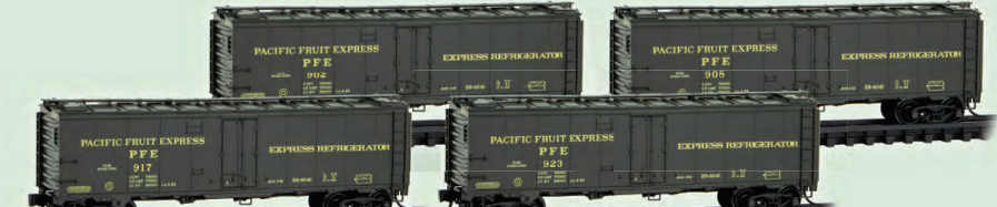 MicroTrains Line 983 00 225 - N SCALE Pacific Fruit Express Reefer 4-Pack in Jewel Case