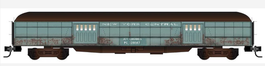 MicroTrains Line 147 44 610 N SCALE - Penn Central Pullman Heavyweight 70' Baggage Car with 4-Wheel Trucks - Ready to Run -- Penn Central #28147 (Ex-NYC, Weathered Jade Green, Jet Engine Service)