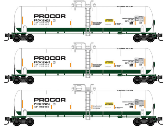 MicroTrains Line 983 00 234 N SCALE - 53' General Service Tank Cars ~ Procor 3-Car Runner Pack