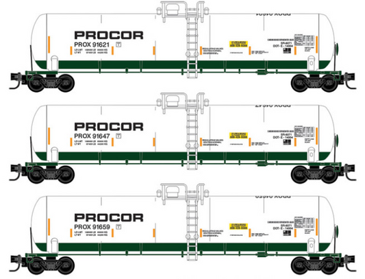 MicroTrains Line 983 00 234 N SCALE - 53' General Service Tank Cars ~ Procor 3-Car Runner Pack