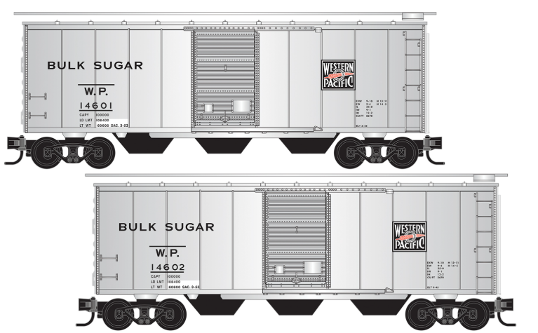 MicroTrains Line 983 02 278 N SCALE - Western Pacific Bulk Sugar Car 2-Pack